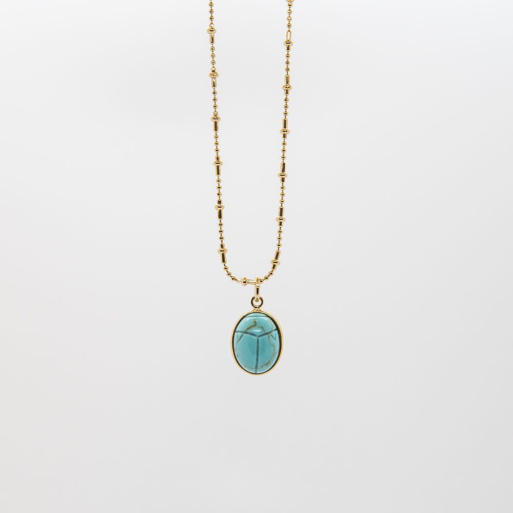 Necklace with turquoise scarabimage